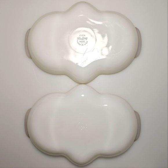 Vintage Anchor Hocking Fire King Milk Glass Relish Tray w/ Gold Beaded Trim (2) - Picture 10 of 13